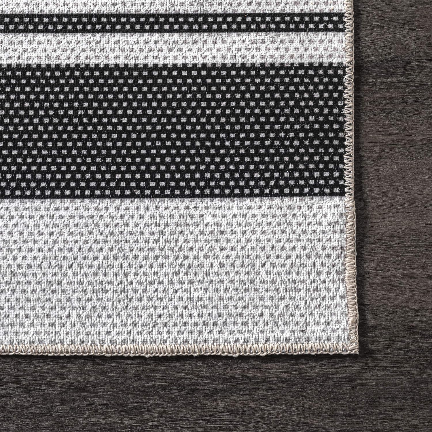 nuLOOM Lena Alfombra de área a rayas lavable a máquina, 5 x 8 pies, gris, rectangular