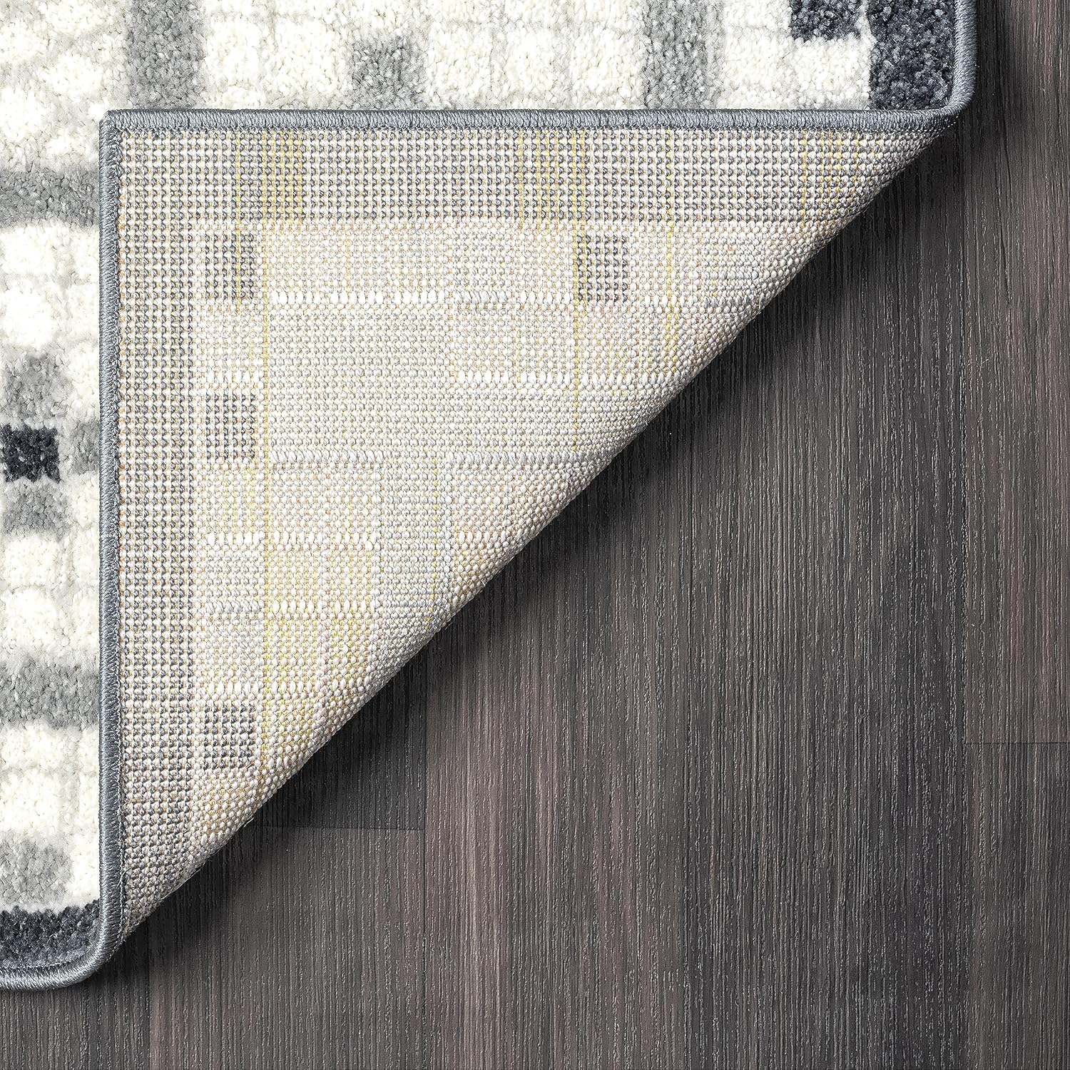 Abani Nuevo Collection – Alfombra de área, diseño moderno de mosaico blanco y negro, 7.9 x 10.2 pies, fácil de limpiar, duradera para niños y