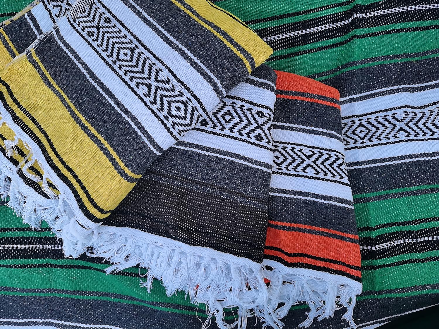 Manta mexicana grande de 77 pulgadas de largo x 46.4 pulgadas de ancho, perfecta como manta de yoga, manta para exteriores, manta de playa, manta de