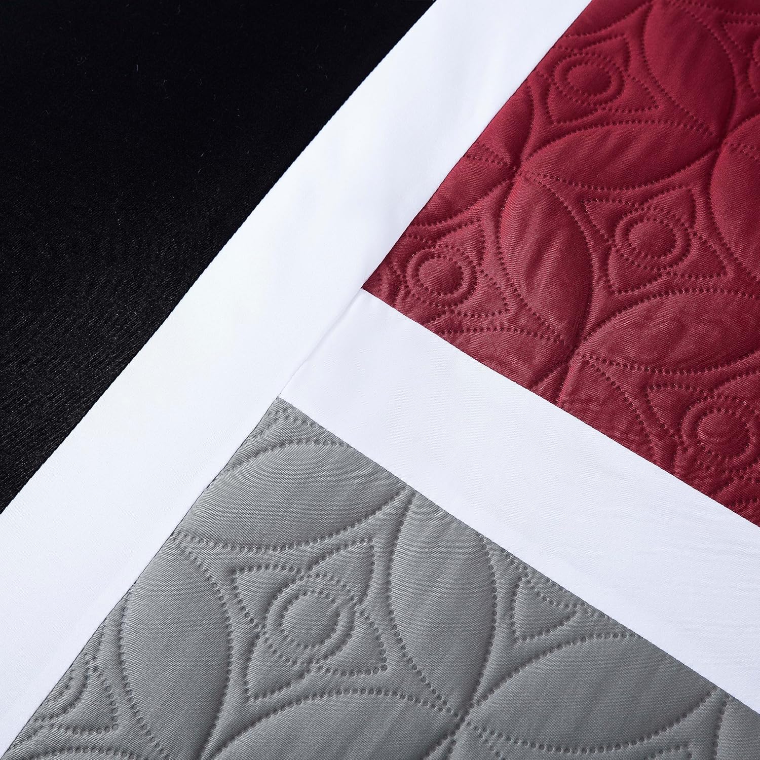 Chezmoi Collection Bernard – Juego de edredón de 7 piezas tamaño King en una bolsa con sábanas, edredón ligero, color rojo, gris, negro, medallón
