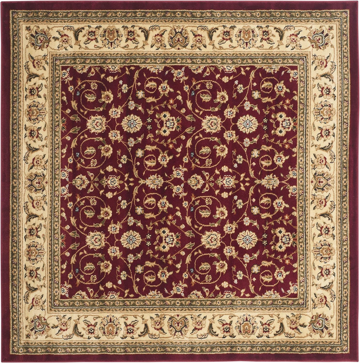 Safavieh Colección Lyndhurst LNH312A Alfombra tradicional oriental, color rojo y marfil, Polipropileno