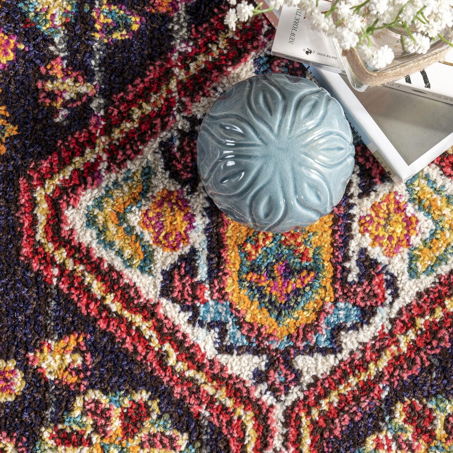 NuLOOM Meadow – Alfombra de área vibrante (10 x 14 in), color negro, Polipropileno, Negro