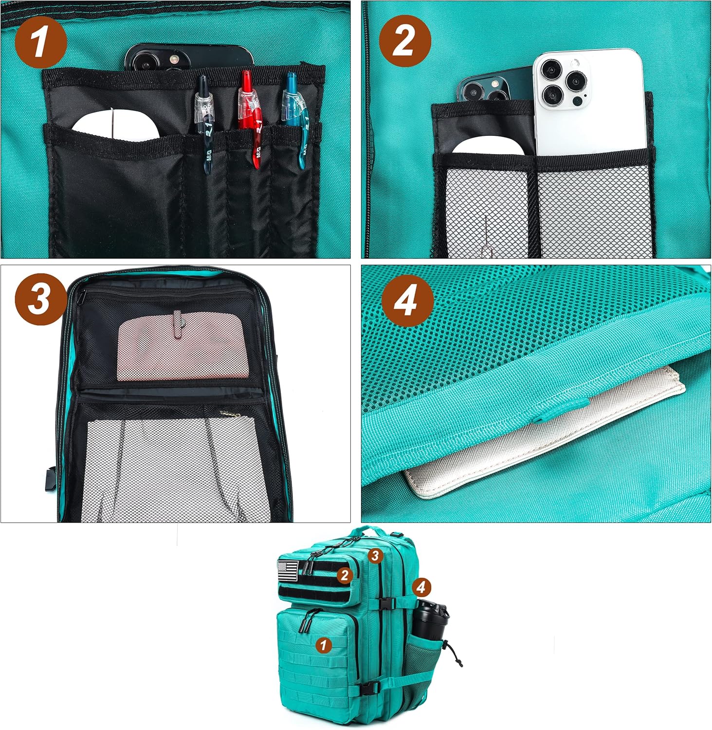 LHI Mochila táctica militar para hombres y mujeres, 45L, 3 días, paquete de asalto, mochila grande con sistema Molle