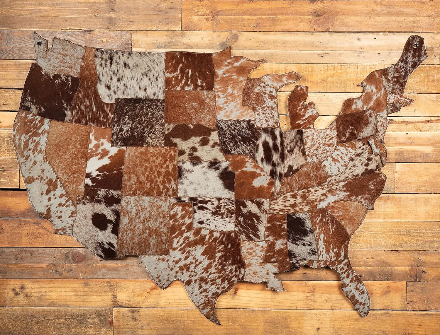 LOOMINAIRE Glory – Mapa de cuero de vaca hecho a mano para colgar en la pared de su hogar y oficina, tamaño grande 4’x3′