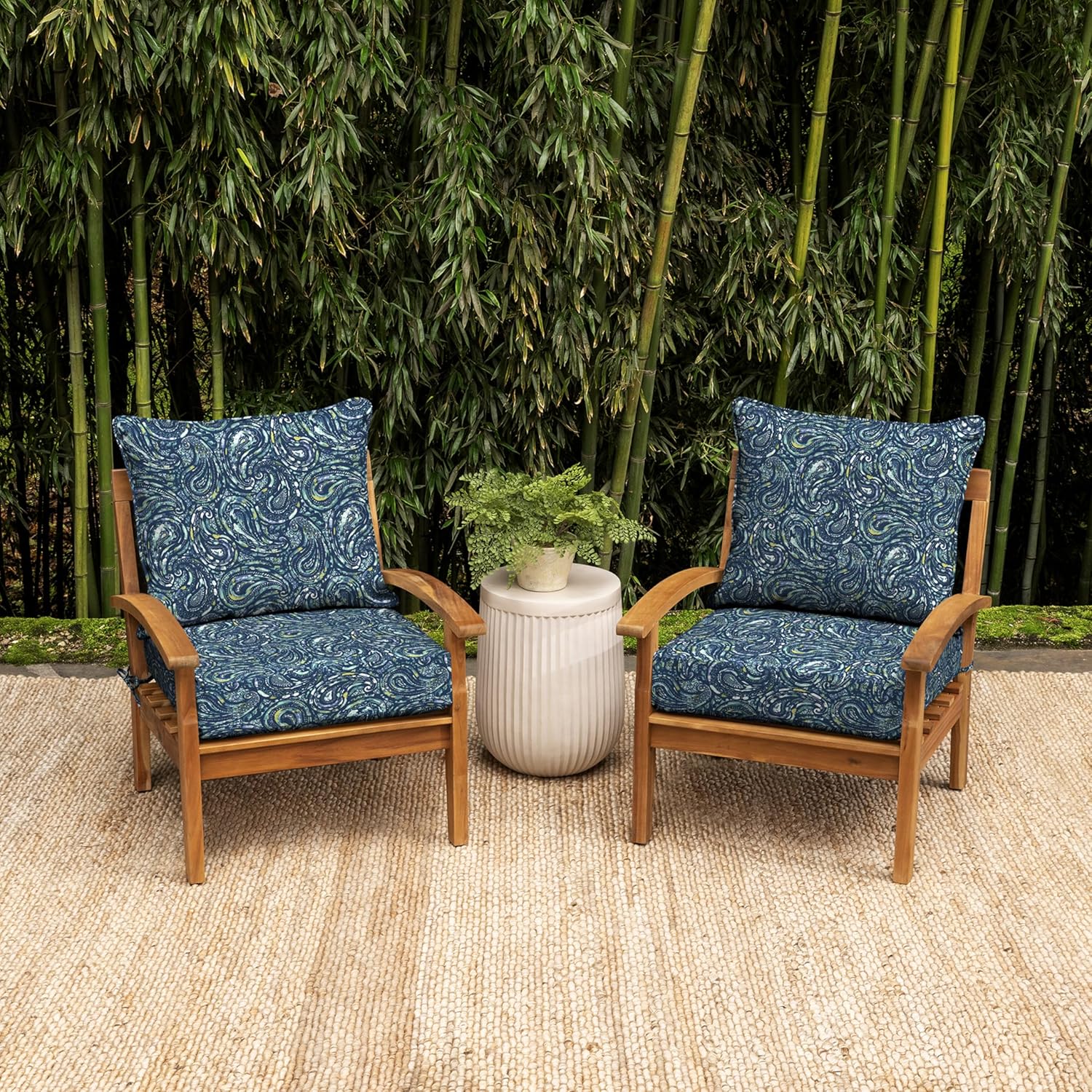 Arden Selections earthFIBER – Juego de cojines de asiento profundo para exteriores, 24 x 24 pulgadas, repelente al agua, resistente a la