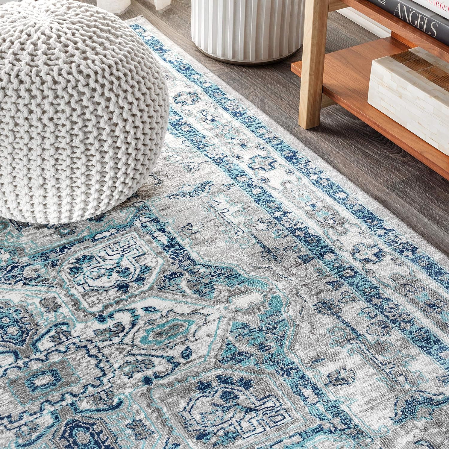 JONATHAN Y MDP106A-5 – Alfombra moderna de medallón persa vintage tradicional para interiores, fácil de limpiar, para dormitorio, cocina, sala de