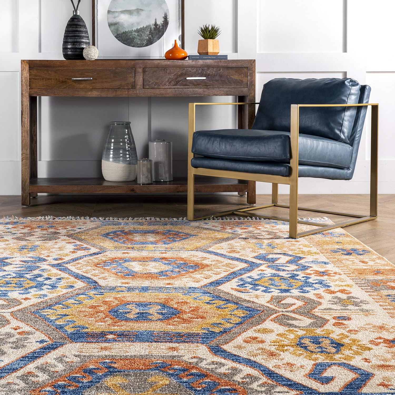 nuLOOM Ripley Global – Alfombra con borlas, 4 x 6 pies, multicolor, rectangular