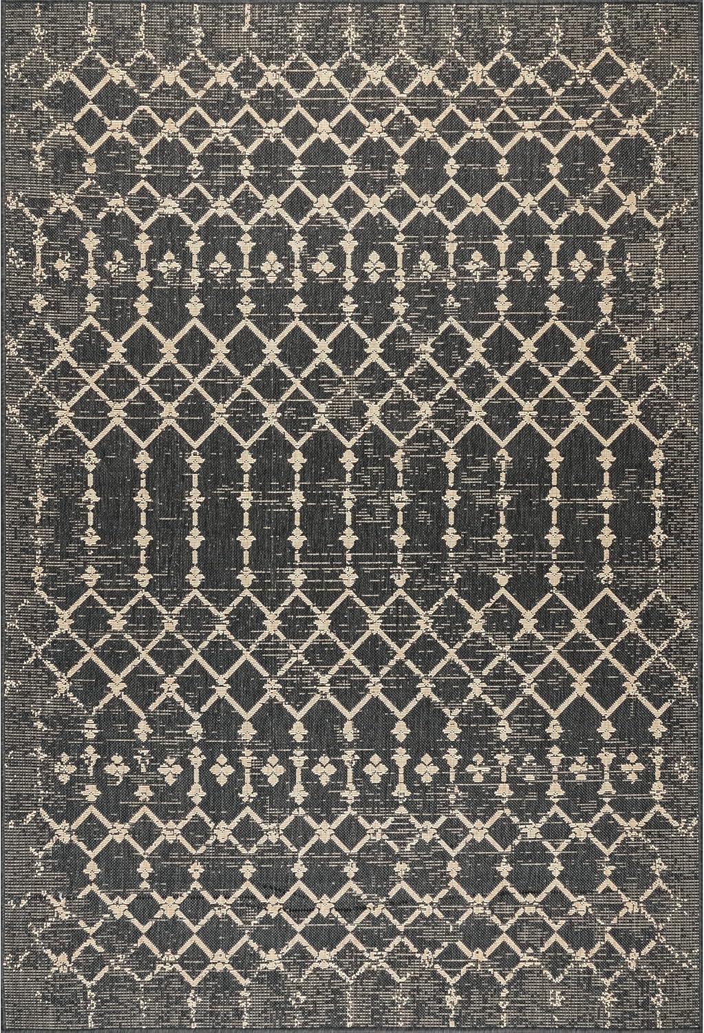 nuLOOM Grayson – Alfombra marroquí Trellis para interiores y exteriores, 7 x 9 pulgadas, color carbón
