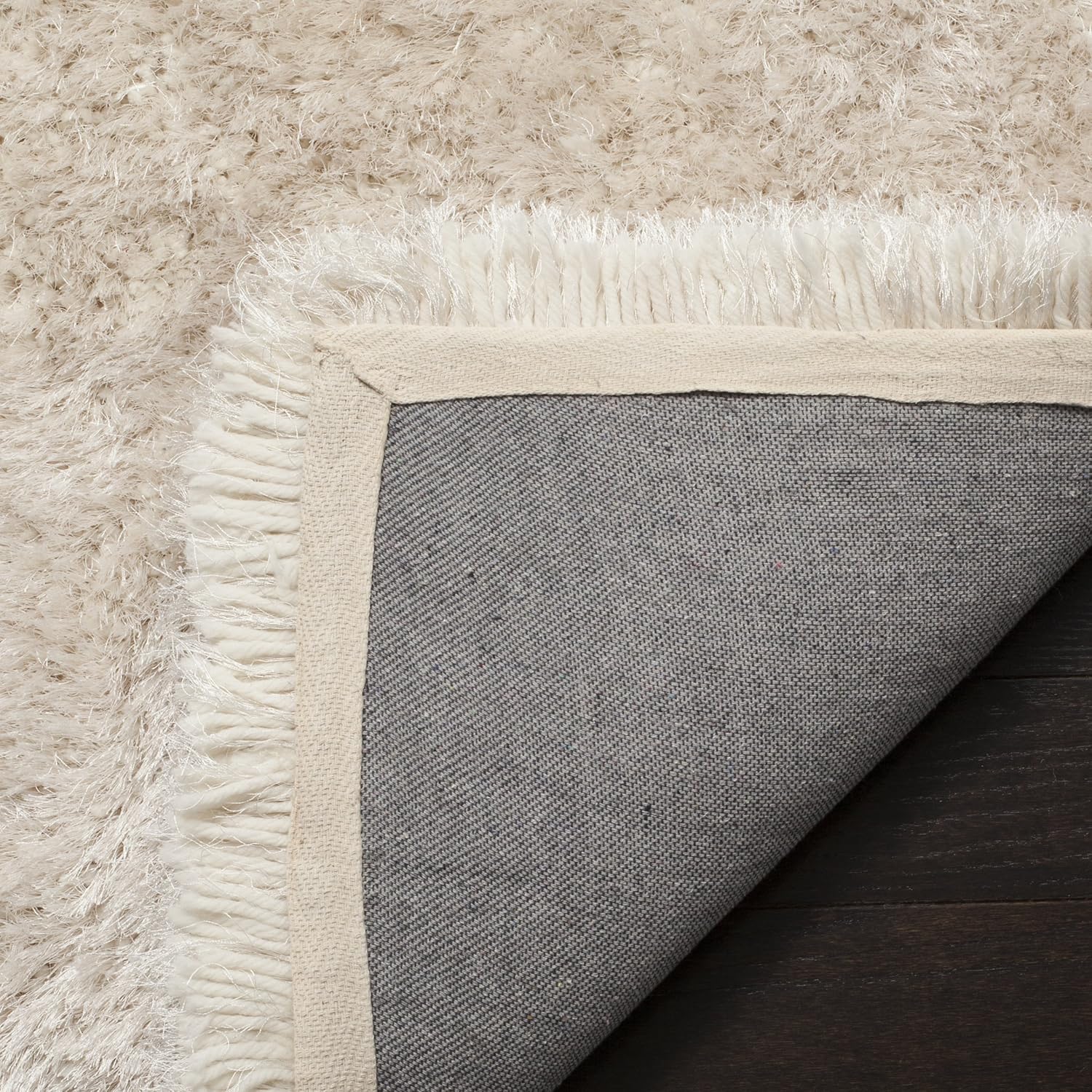 SAFAVIEH Luxe Shag Collection – Alfombra de área, 6 x 9 pies, color hueso, glamour hecho a mano, 3.2 pulgadas de grosor, ideal para zonas de alto