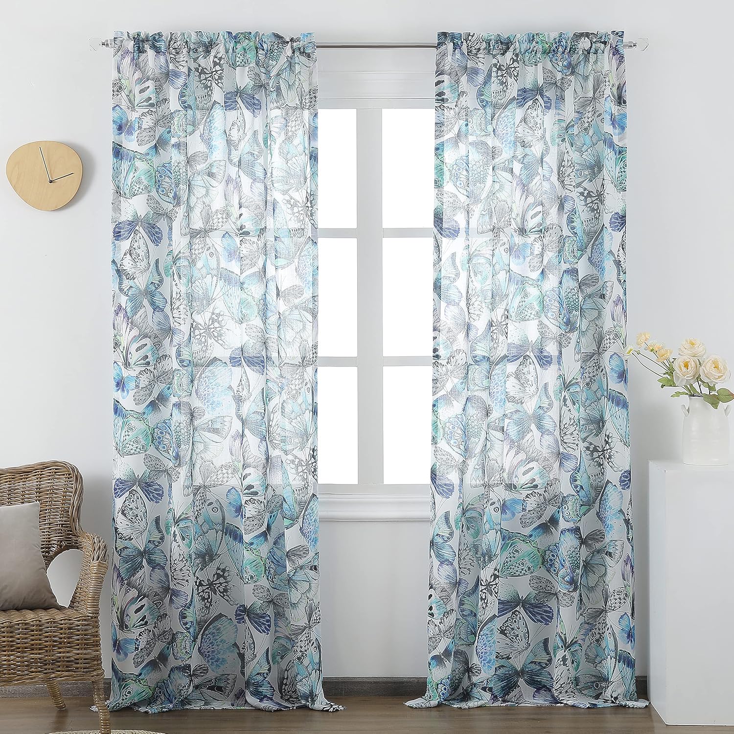 ILUOGUDU Cortinas semitraslúcidas de 84 pulgadas de largo para sala de estar, dormitorio, casa de campo, cortinas texturizadas de lino con textura,