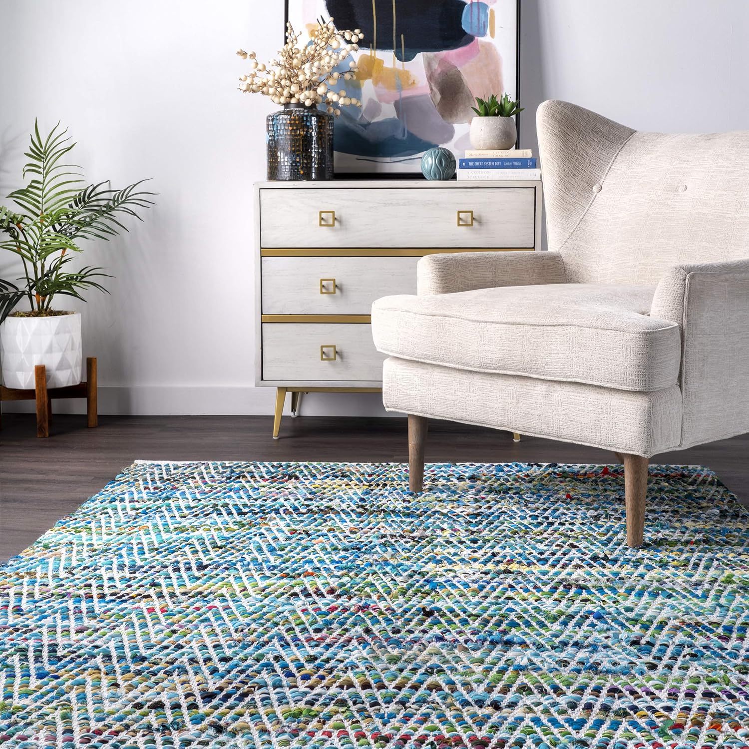 nuLOOM – Alfombra VIAG01A tejida a mano con patrón de galón