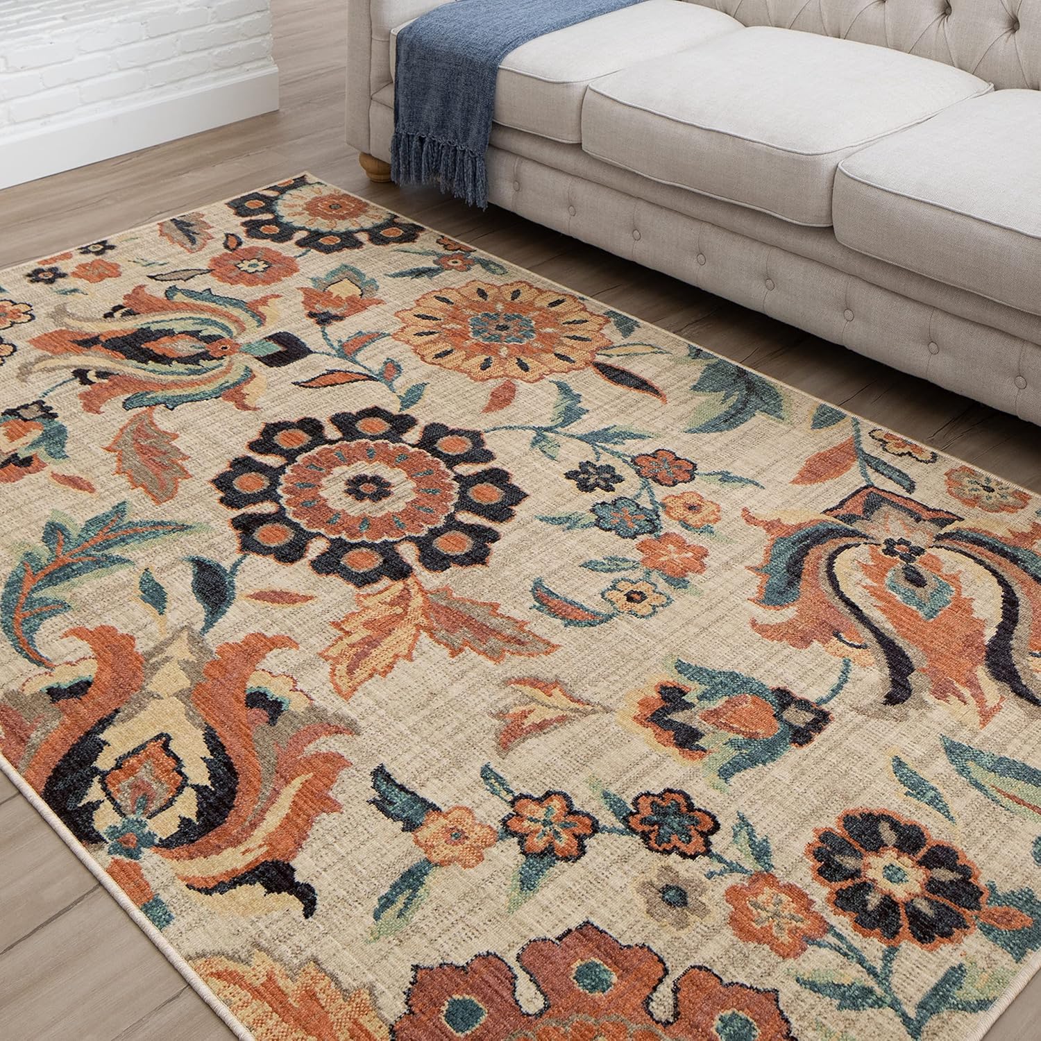 Mohawk Home Floweret – Alfombra de transición floral de 2 x 3 pies, perfecta para entrada, lavandería, pasillo