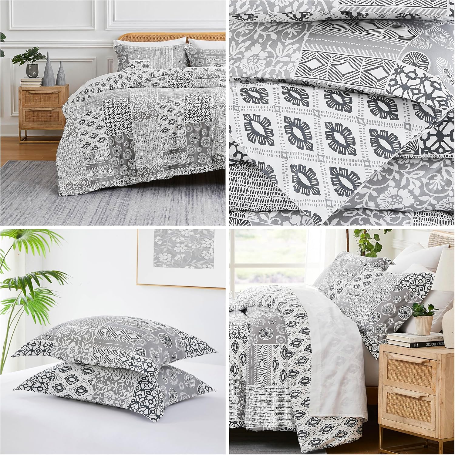 Southshore Fine Living, Inc. Global Patch Collection – Funda alternativa al plumón para todas las estaciones, juego de edredón de 3 piezas de gran