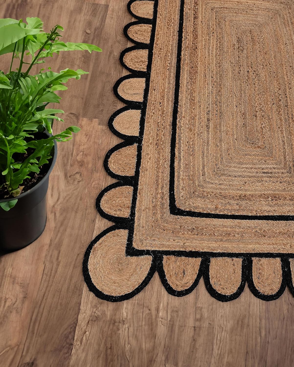 Alfombra de yute festoneado de 5 x 7 pulgadas, alfombra de baño bohemia natural de 2 x 3 pulgadas, alfombra de pasillo de yute para cocina, 2.6 x 6