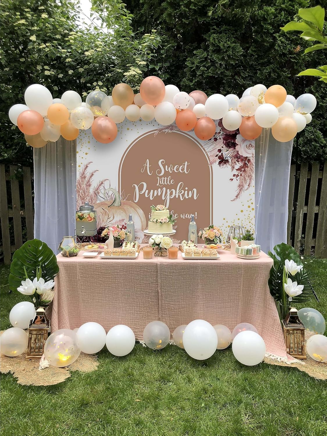 Avezano Fondo de calabaza otoñal para baby shower, decoración de fiesta de baby shower, pancarta de calabaza pequeña está en camino, fondo de sesión