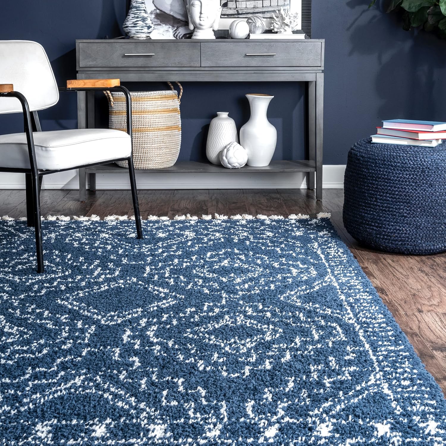 nuLOOM Vasiliki – Alfombra de pelo largo estilo tribal marroquí