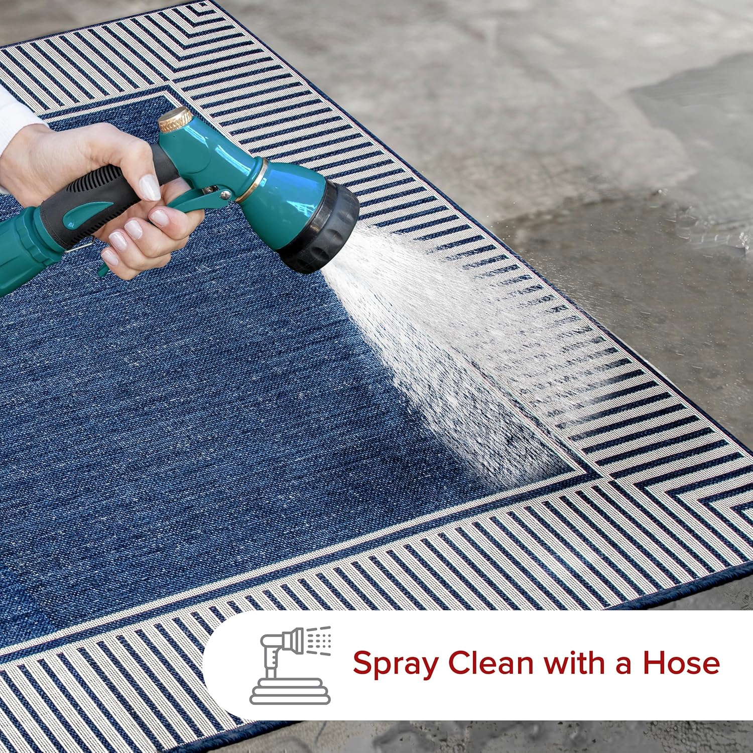 nuLOOM Asha – Alfombra de área con borde simple para interiores y exteriores, 4 x 6 pies, color azul marino