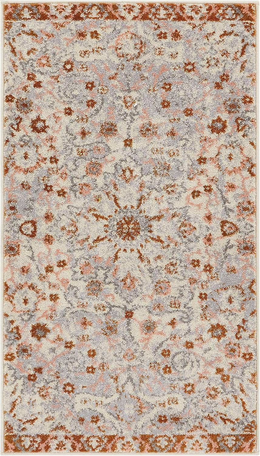 Well Woven Celestial Boho Medallion – Alfombra de área de 2 x 4 pies (2 pies 3 pulgadas x 3 pies 11 pulgadas), color rosa polvoriental, marfil,