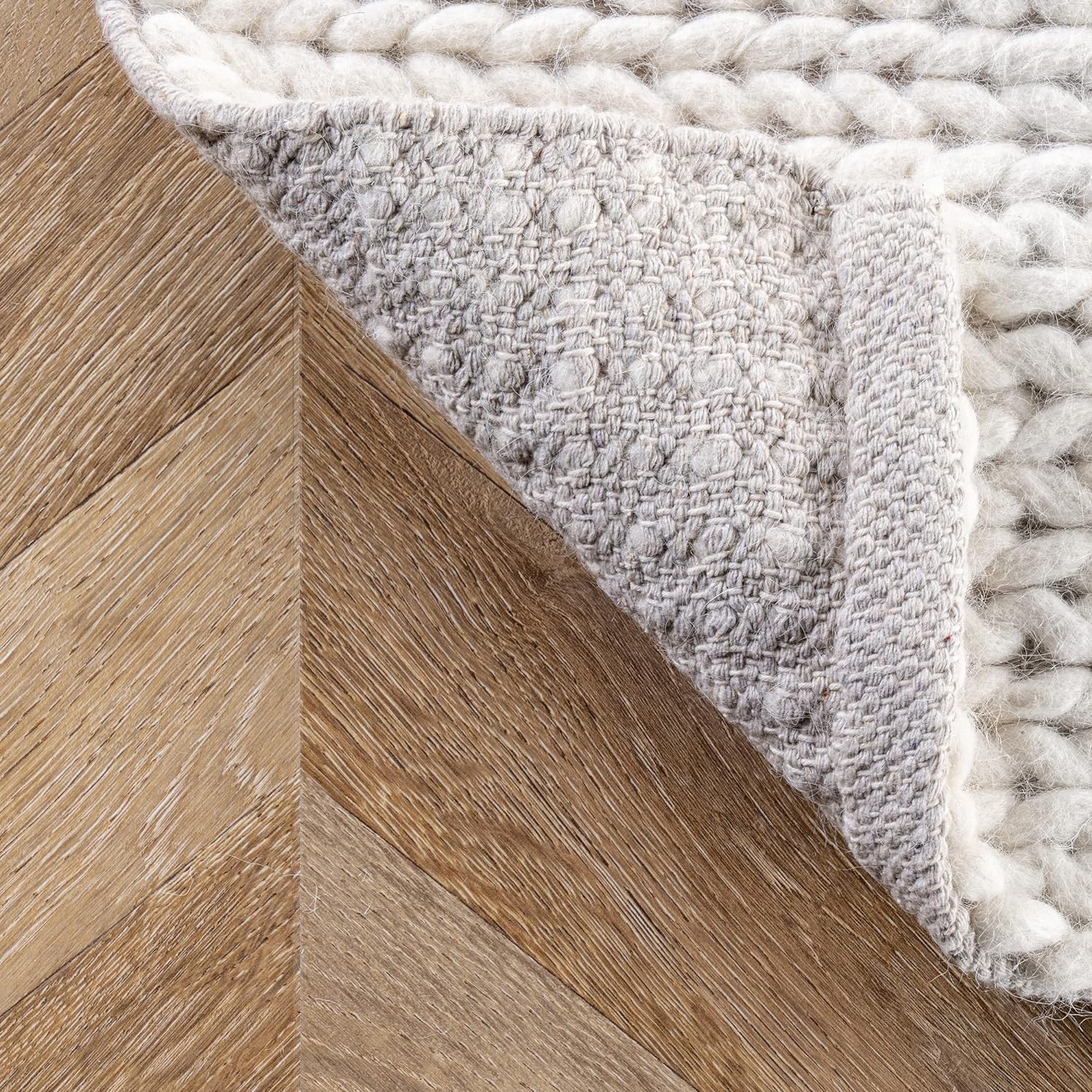 nuLOOM Penelope – Alfombra de área de lana trenzada de 2 pies 6 pulgadas x 10 pies, color blanco crudo
