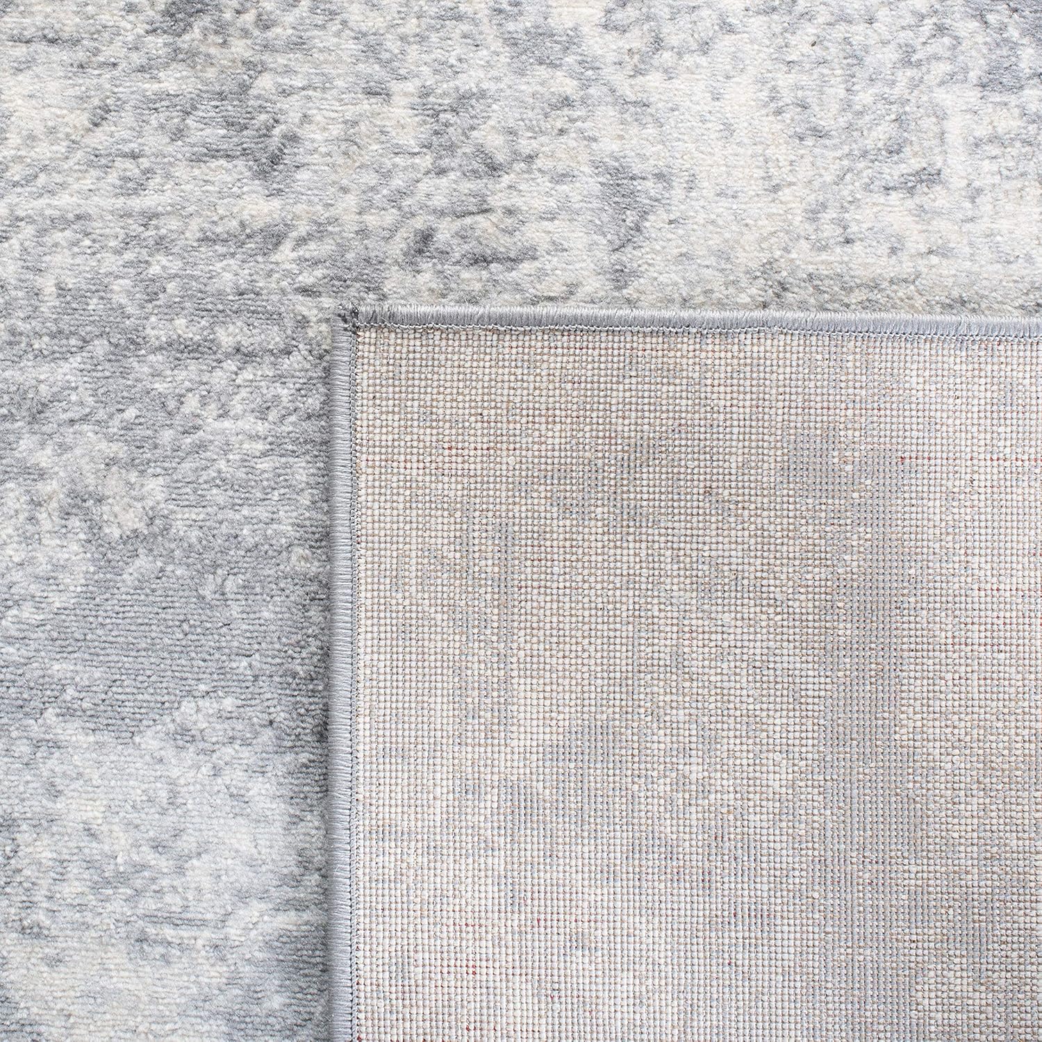 SAFAVIEH Brentwood Collection – Alfombra de pasillo de 2 x 12 pies, color gris y marfil, diseño abstracto moderno, no desprende pelusa y de fácil