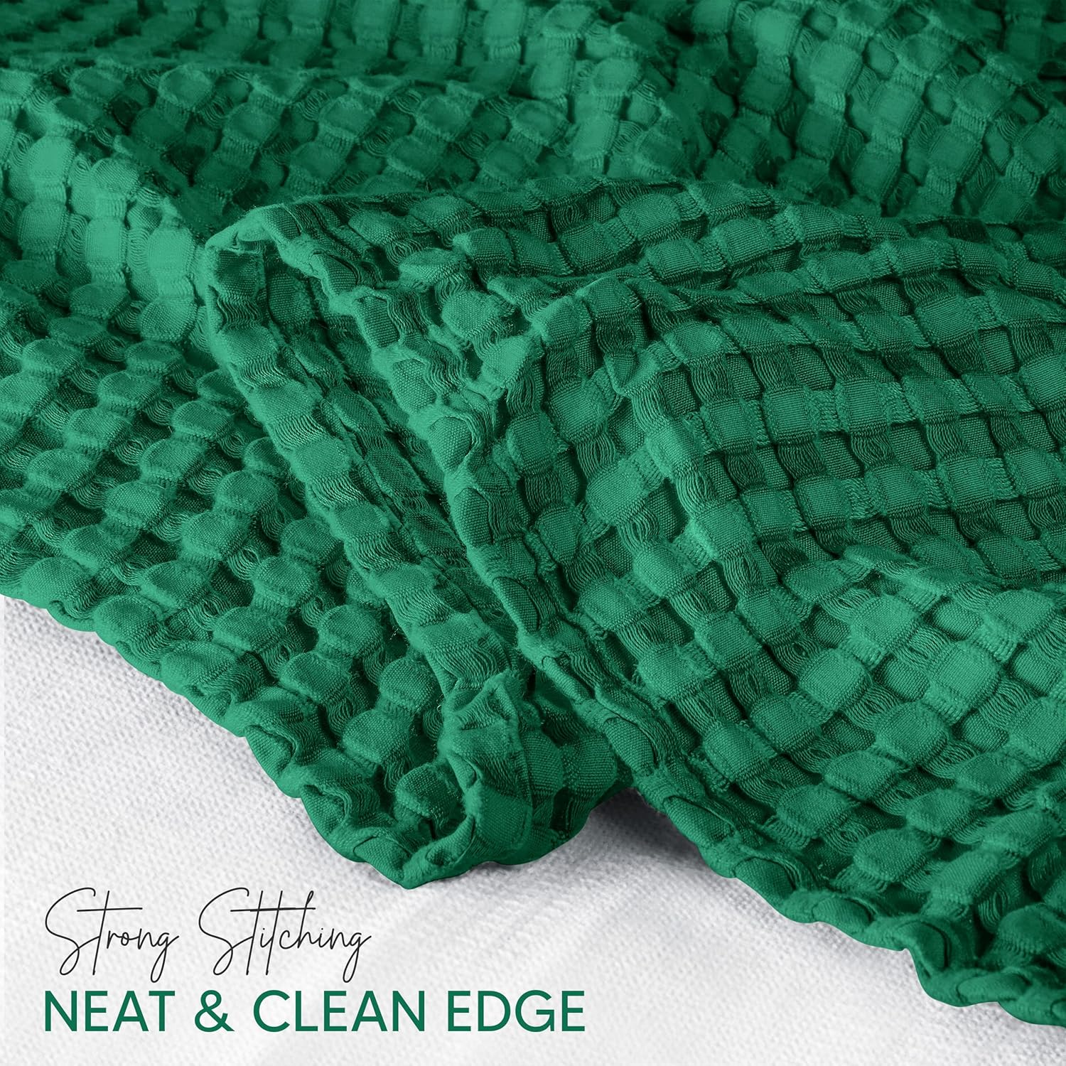 Utopia Bedding Manta de algodón de 300 GSM (verde esmeralda, 90 x 90 pulgadas), suave, ligera, transpirable, tamaño Queen, para cualquier cama para