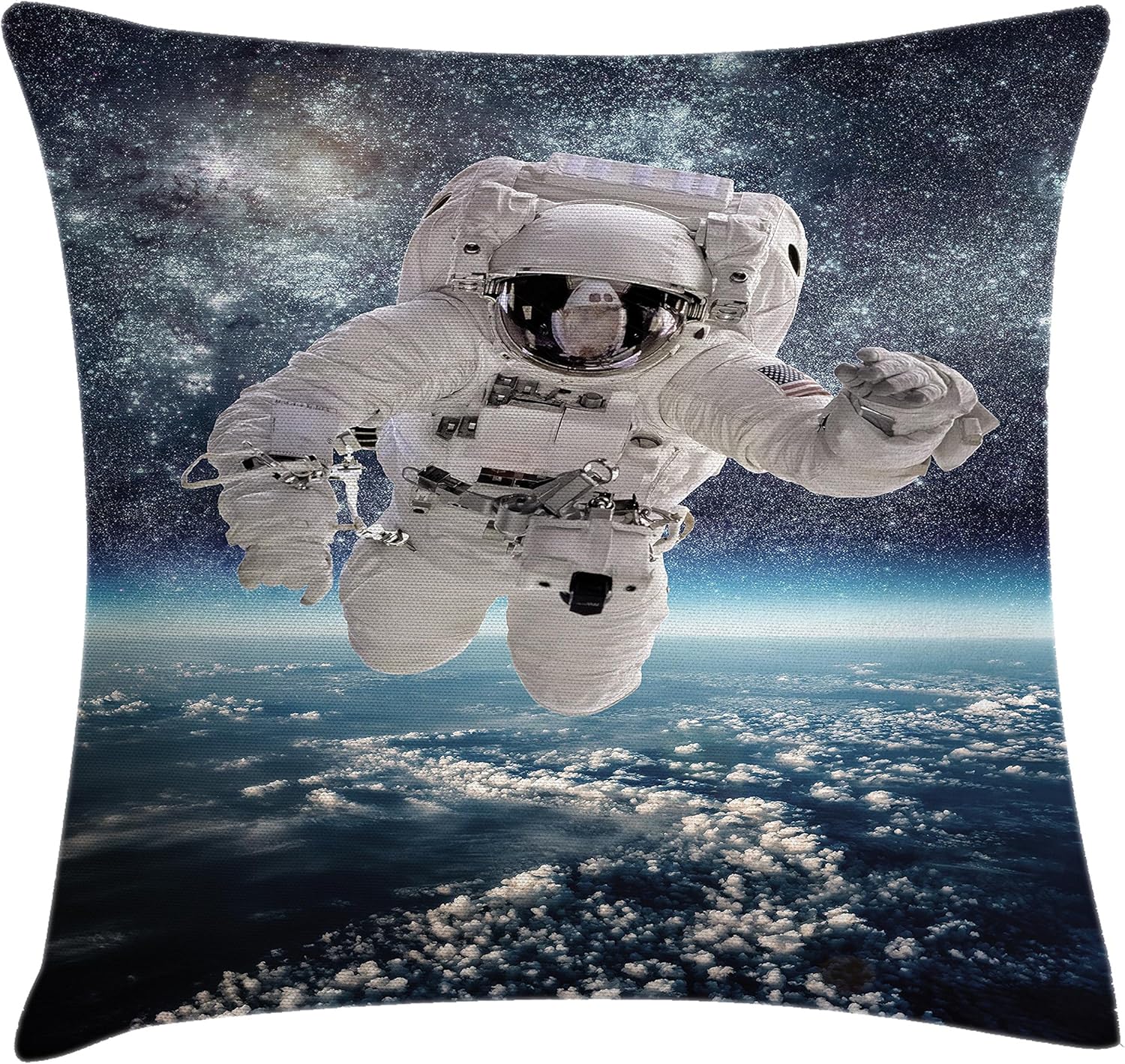 Ambesonne Funda de cojín espacial, diseño de astronauta con temática del espacio exterior, estampado de galaxia, estrella, polvo, universo, tierra,