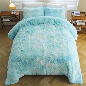 Syalife Juego de ropa de cama de felpa esponjosa, juego de edredón suave y lanudo tamaño Queen, juego de funda de edredón de pelo sintético teñido Syalife Juego de ropa de cama de felpa esponjosa, juego de edredón suave y lanudo tamaño Queen, juego de funda de edredón de pelo sintético teñido