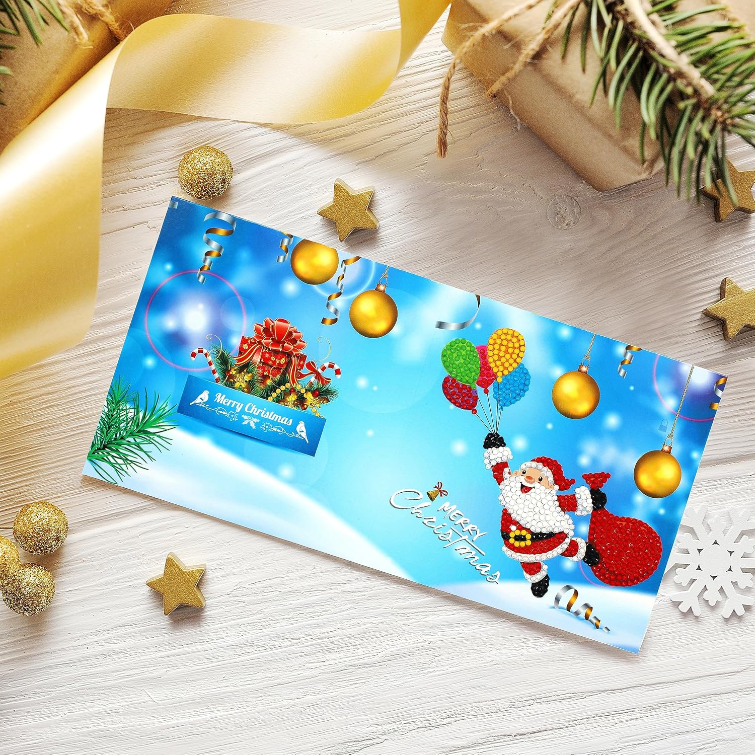 pigpigboss Paquete de 8 tarjetas de felicitación con pintura de diamantes, árbol de Navidad, muñeco de nieve, tarjetas de pintura de diamantes de