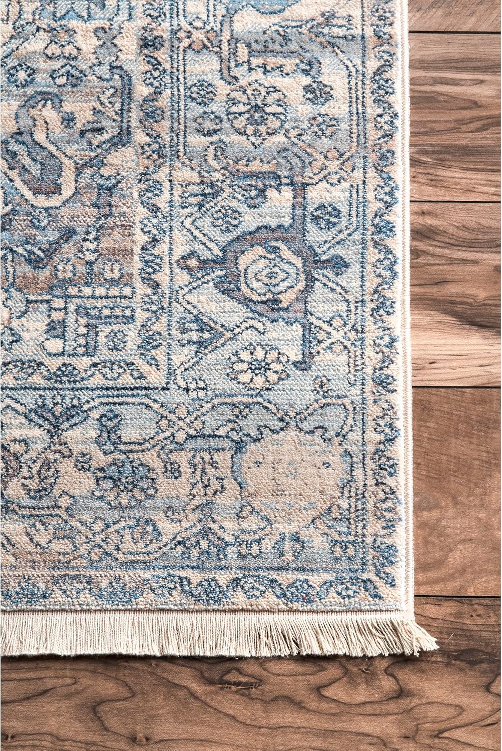 NuLOOM – Alfombra con diseño de medallón, con flecos, modelo Ethel