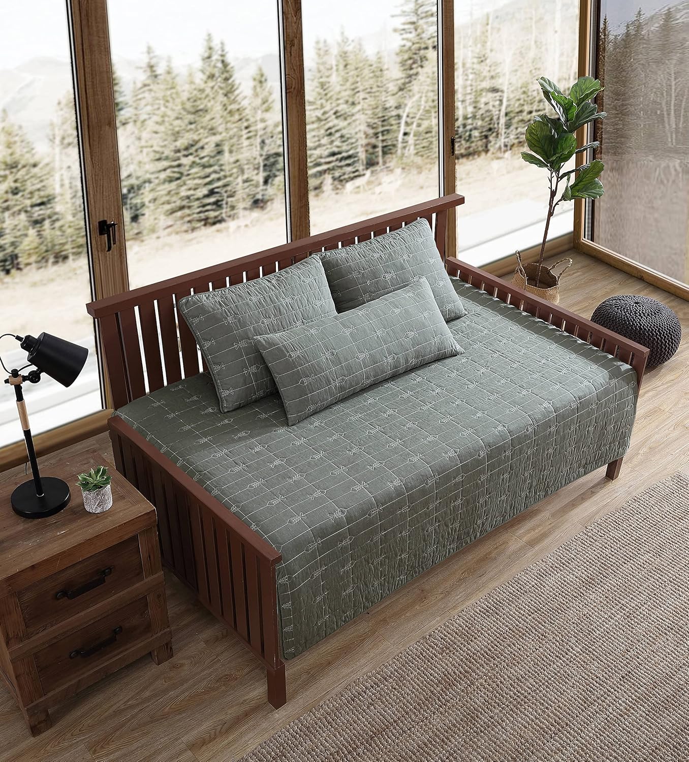 Eddie Bauer – Juego de sofá cama, ropa de cama reversible de algodón con fundas a juego y funda de almohada decorativa, decoración ligera del hogar