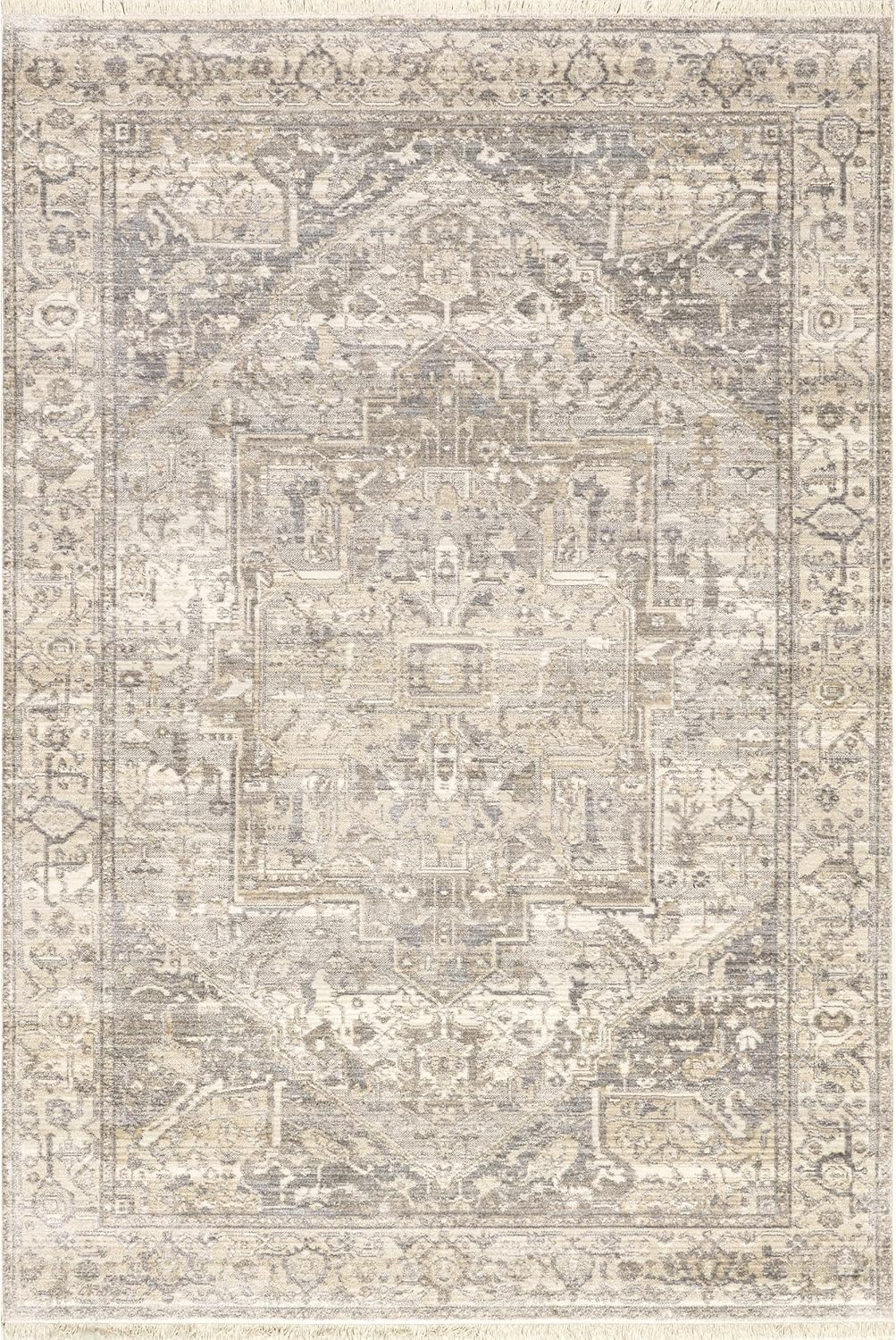 NuLOOM – Alfombra con diseño de medallón, con flecos, modelo Ethel