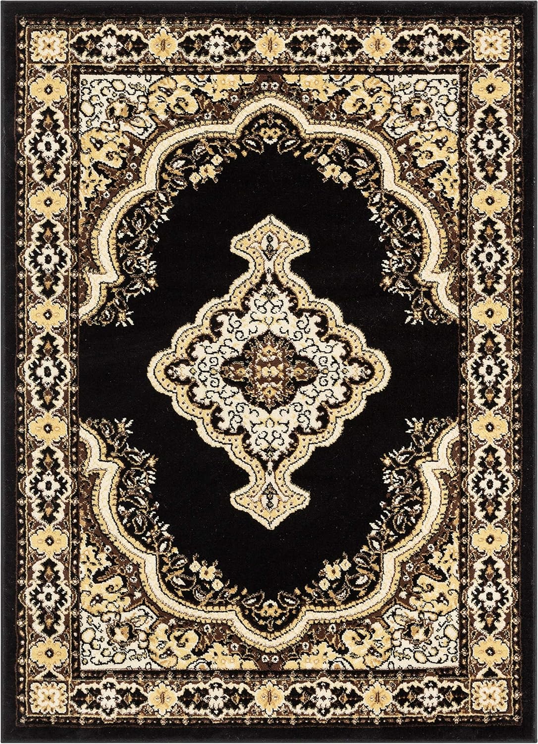 Well Woven Medallion – Alfombra negra de 3 pies 3 pulgadas x 5 pies