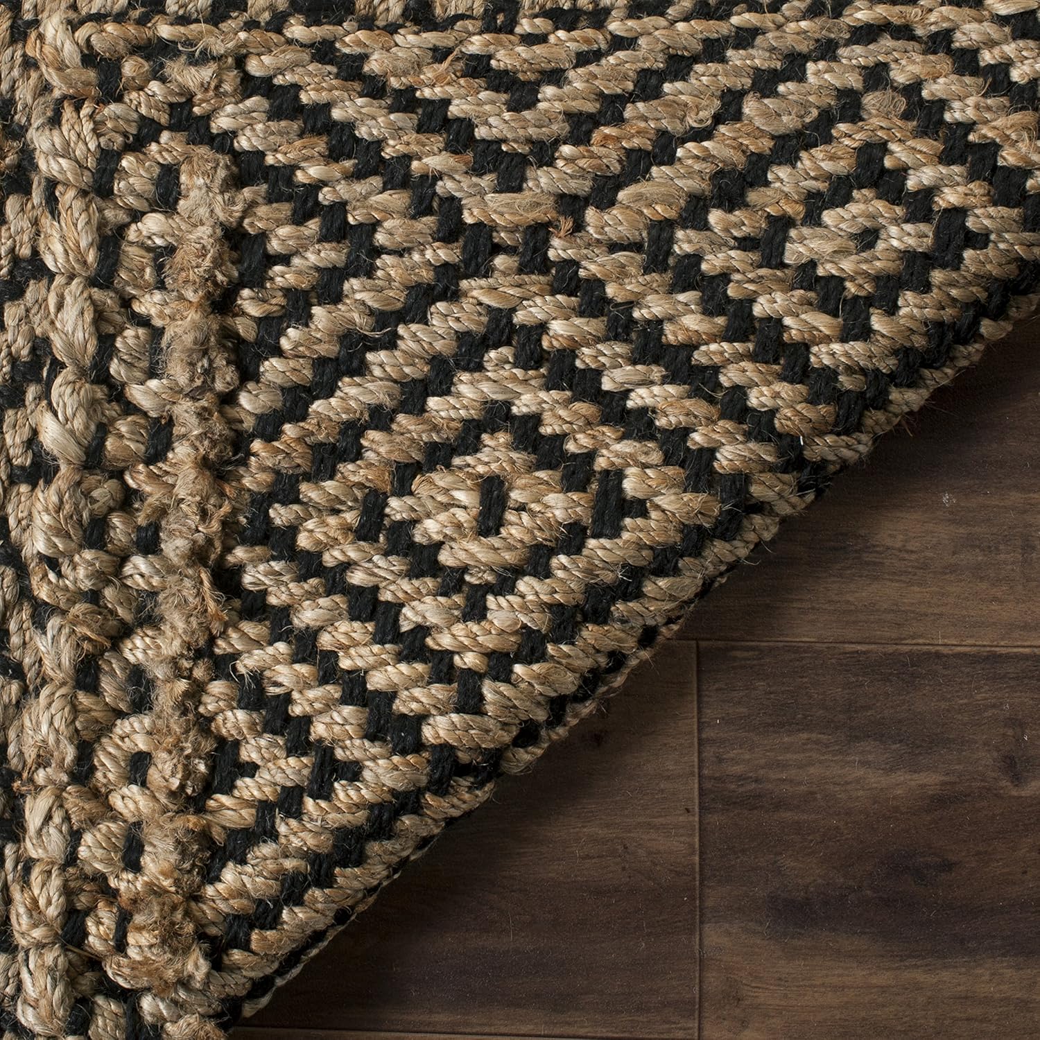 SAFAVIEH Natural Fiber Collection NF181C – Alfombra cuadrada de yute de 4 pies, hecha a mano, color negro