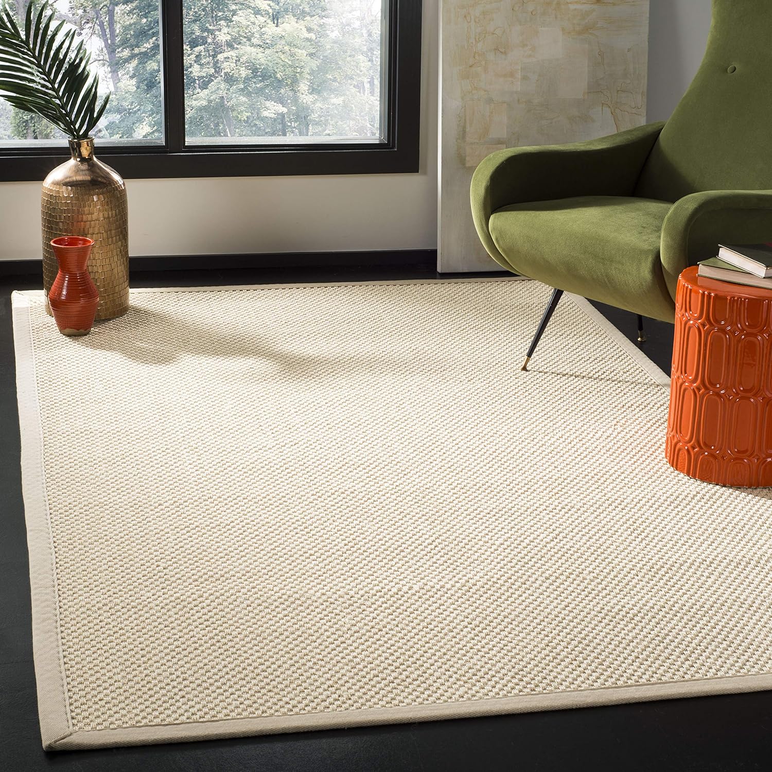Safavieh Natural Fiber Collection – Alfombra de área de 8 x 10 pies, marfil y beige claro, diseño de sisal de borde, fácil cuidado, ideal para zonas