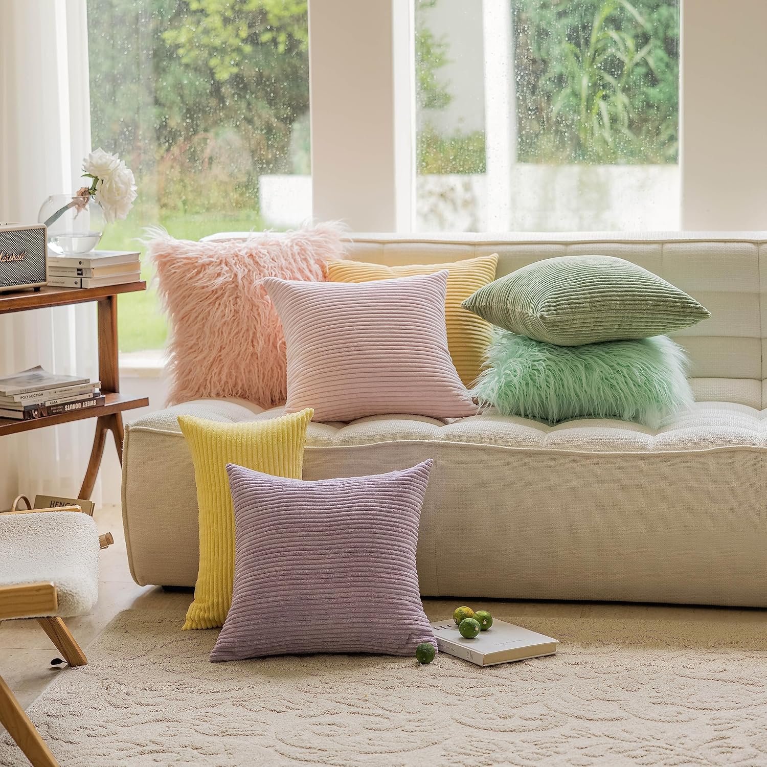 Home Brilliant – Funda de cojín de terciopelo a rayas (paquete de 1 unidad)