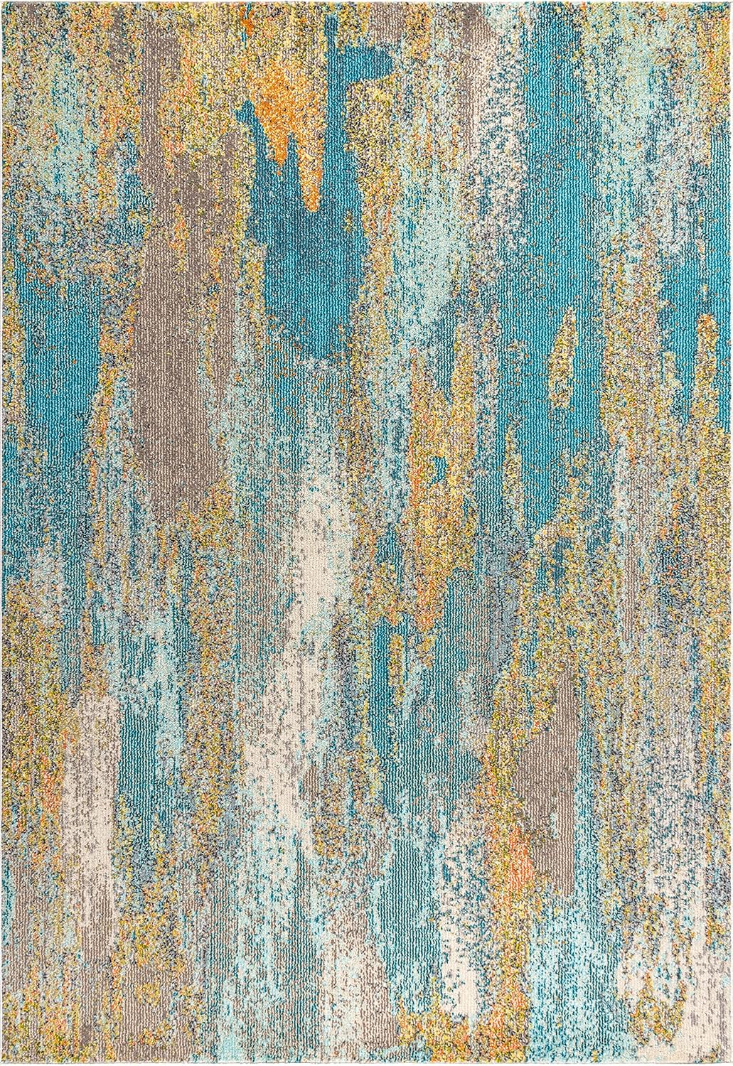 JONATHAN Y CTP106A-8 – Alfombra contemporánea POP moderna abstracta vintage con diseño de cascada azulmarrónnaranja, de 8 pies x 10 pies, bohemio,