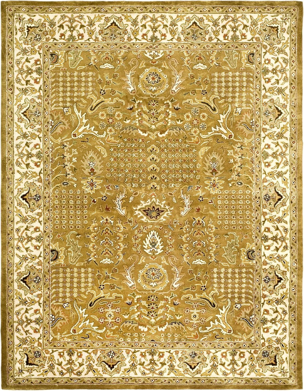 SAFAVIEH Classic Collection – Alfombra de área de 8 pies 3 pulgadas x 11 pies, dorado y beige, hecho a mano, lana oriental tradicional, ideal para