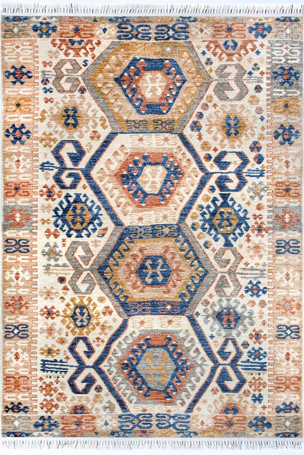 nuLOOM Ripley Global – Alfombra con borlas, 4 x 6 pies, multicolor, rectangular