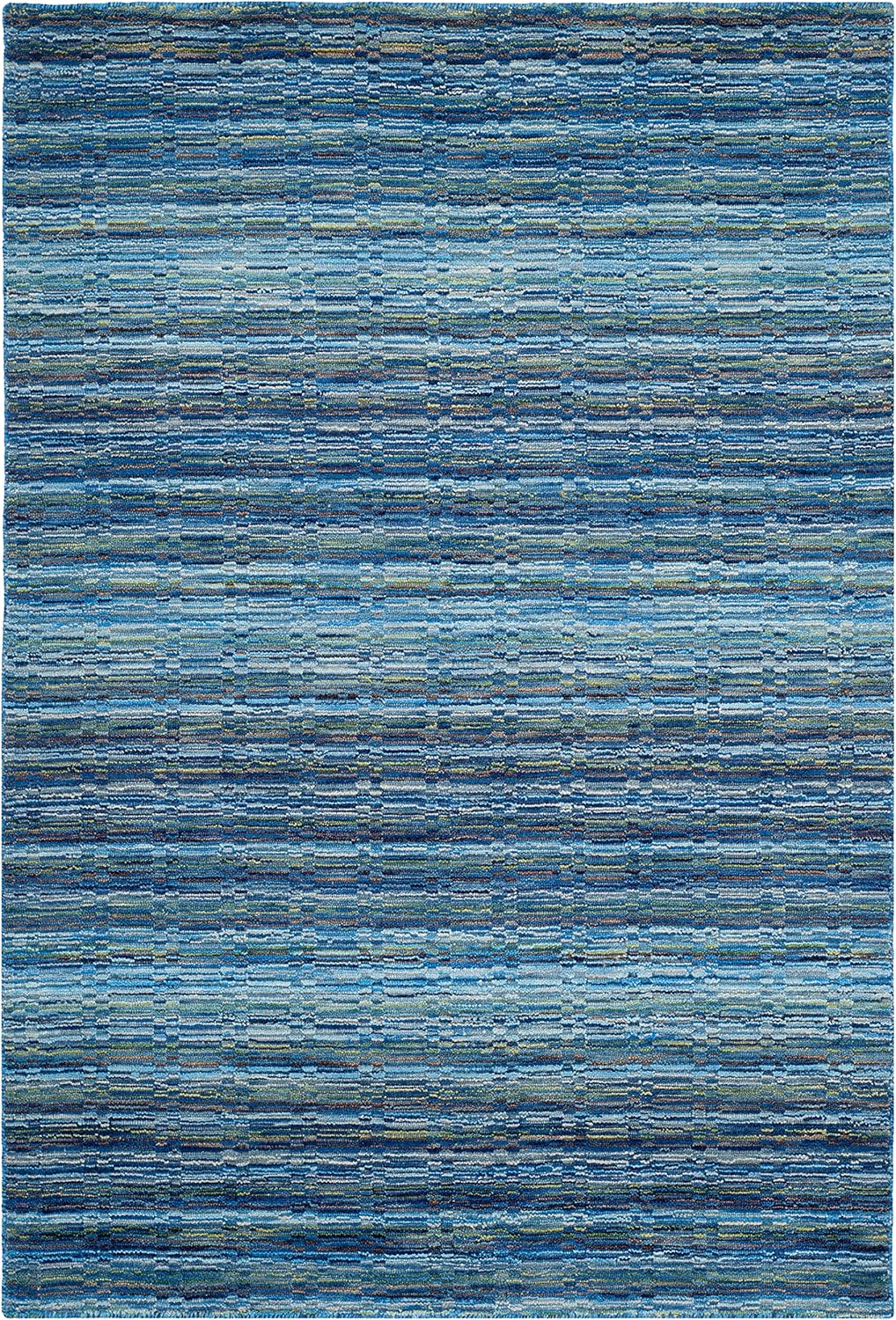 SAFAVIEH Himalaya Collection – Alfombra decorativa, 4 x 6 pies, azul y multicolor, lana hecha a mano, ideal para zonas de alto tráfico en entrada,