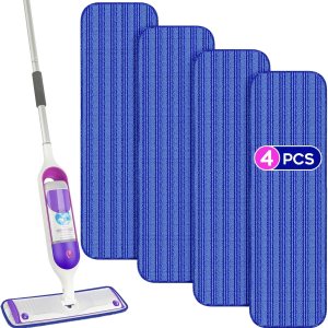 Almohadillas reutilizables para trapeador compatibles con Swiffer Powermop (paquete de 4), repuestos de almohadillas de microfibra Papclean para Almohadillas reutilizables para trapeador compatibles con Swiffer Powermop (paquete de 4), repuestos de almohadillas de microfibra Papclean para