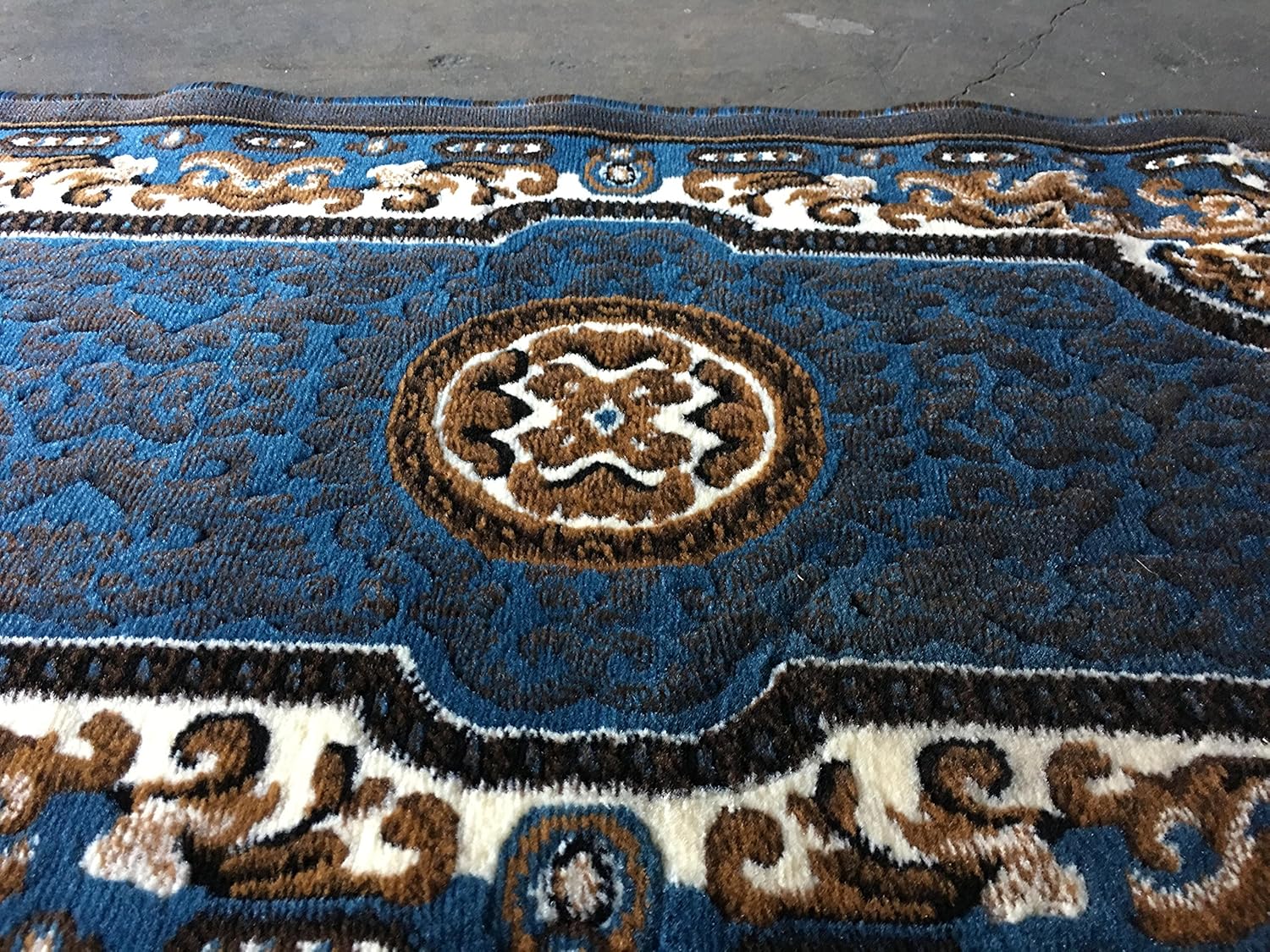 Kingdom Alfombra de pasillo tradicional azul marrón diseño persa D123 (2 pies x 7 pies)
