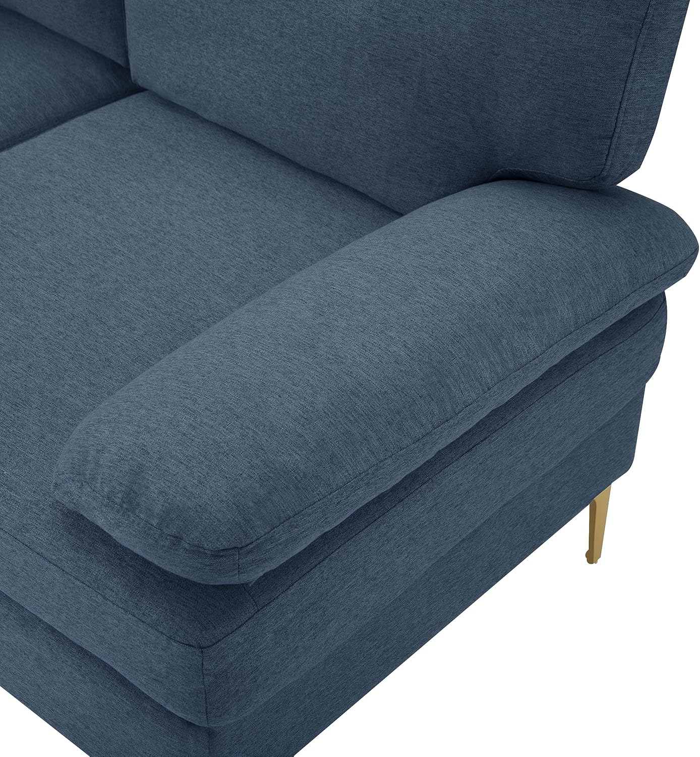 UBGO Sofá en forma de L de 79.5 pulgadas, sillón seccional orientado a la izquierda, sofás de tela moderna de 3 plazas con patas de metal dorado, 2