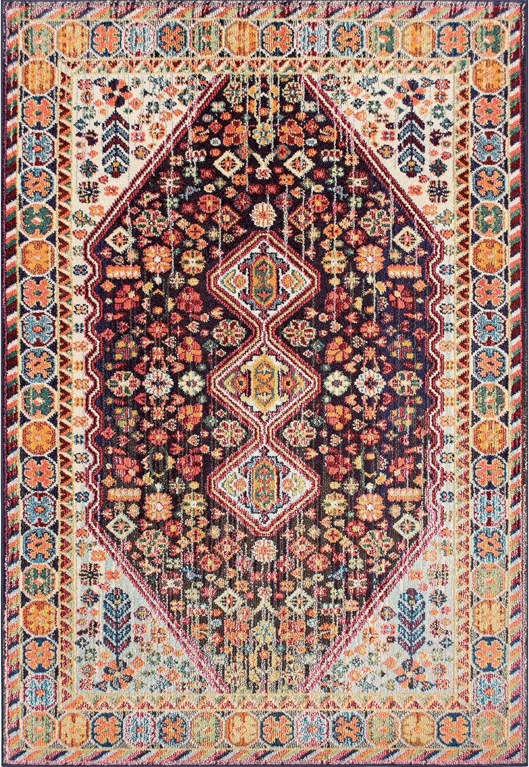 NuLOOM Meadow – Alfombra de área vibrante (10 x 14 in), color negro, Polipropileno, Negro