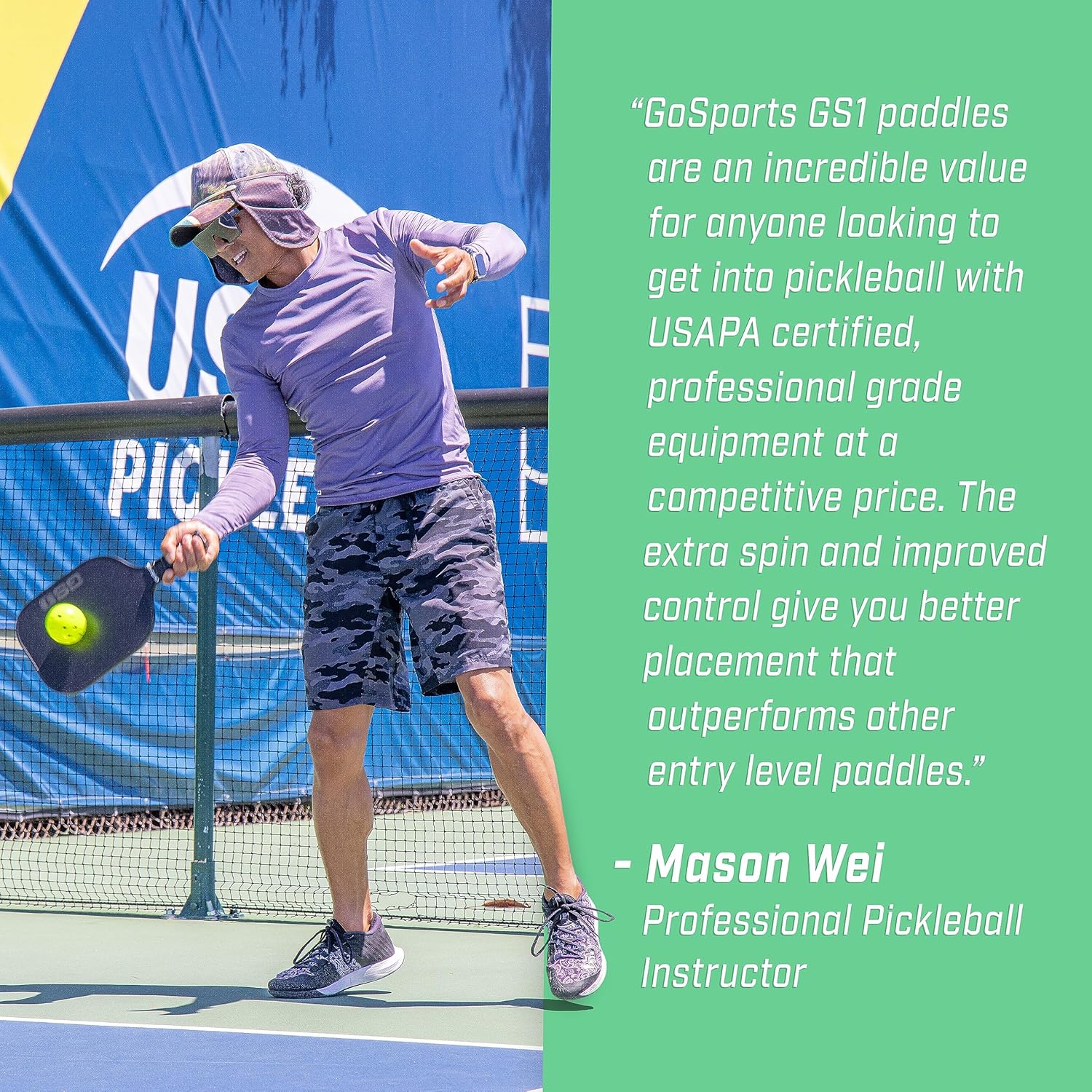 GoSports GS1 Pickleball Paddles – USAPA Approved Fiberglass Pickleball Paddles – Single, 2 Pack, or 4 Pack