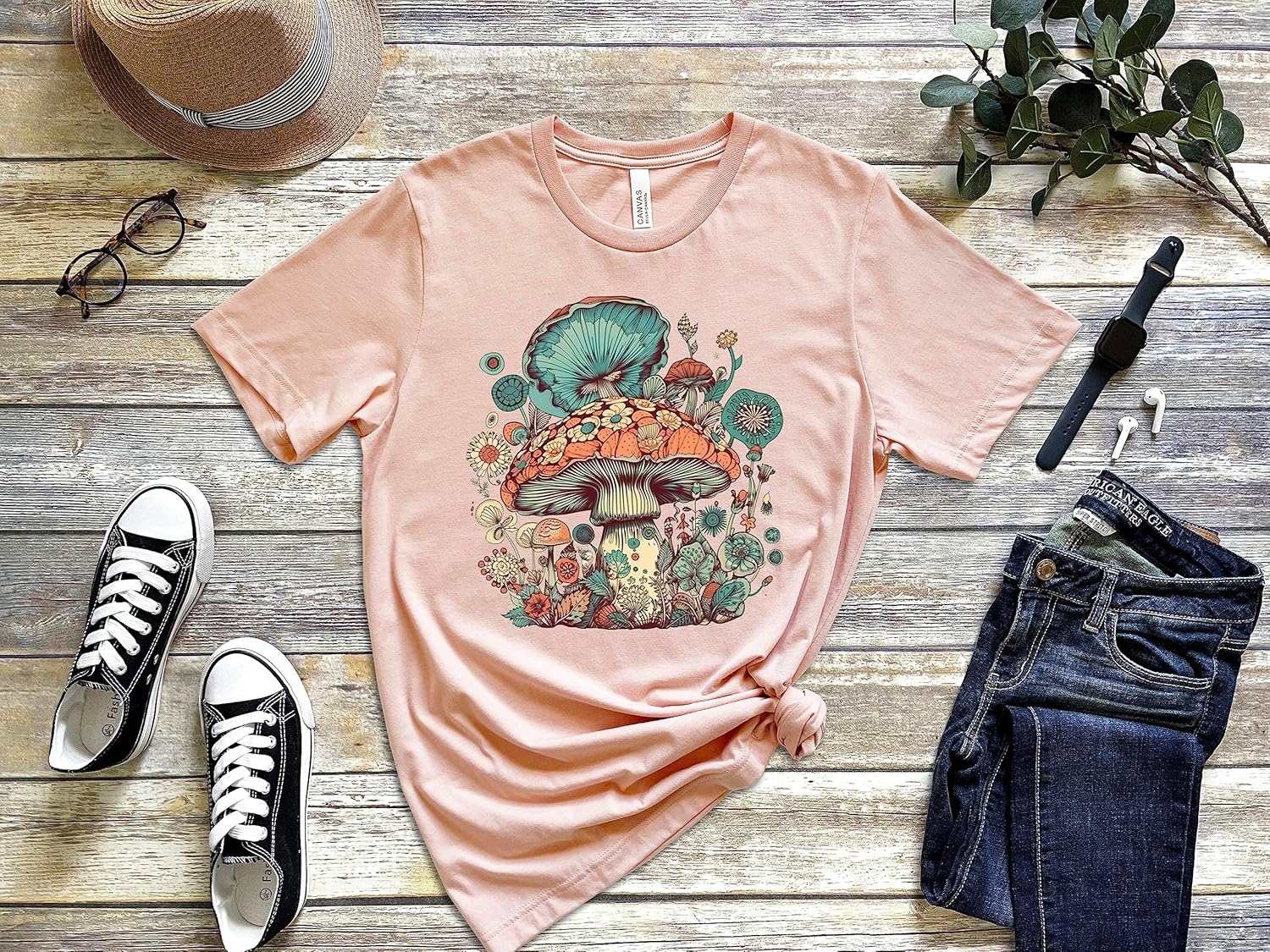 Aesthetic Mushroom Shirt, Goblincore Shirt, Hippie Shirt, Nature Lover Gift, Mushroom Lover Shirt, Vintage T shirt, Retro Tee, Tshirts