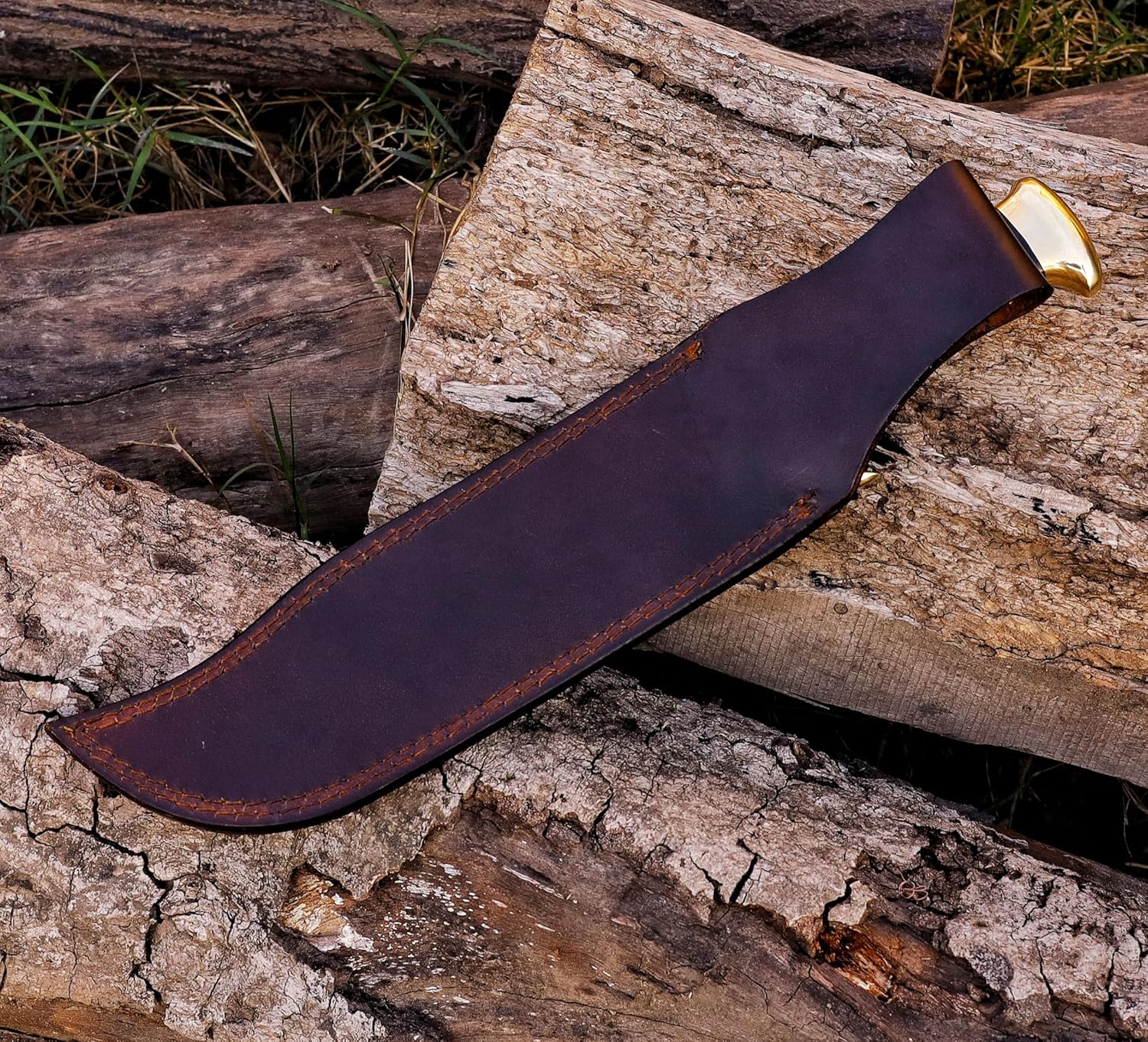 HMC – Cuchillo Bowie Dundee de cocodrilo grande hecho a mano de 15 pulgadas con funda de cuero, cuchillo Bowie de acero inoxidable D2 pulido espejo