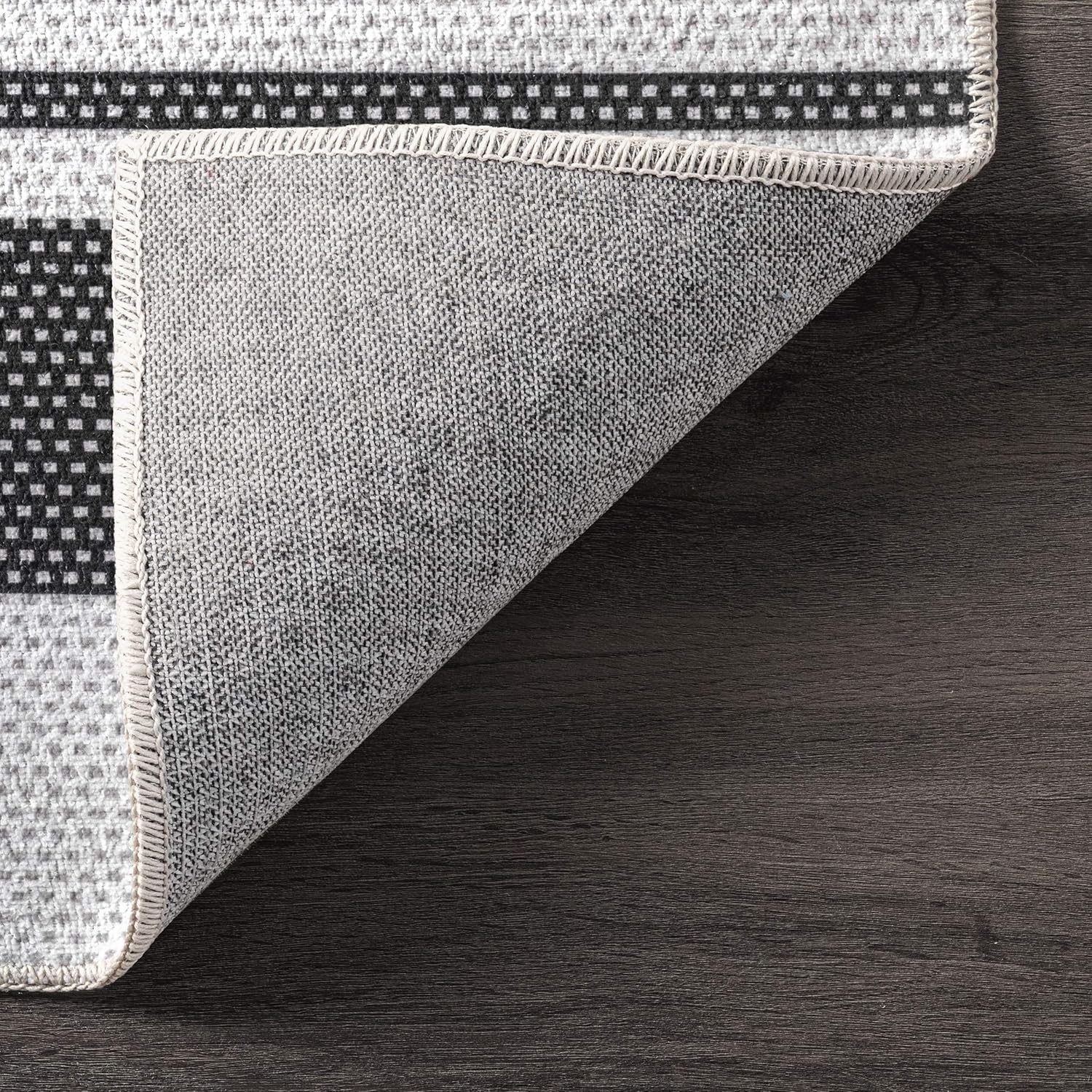 nuLOOM Lena Alfombra de área a rayas lavable a máquina, 5 x 8 pies, gris, rectangular