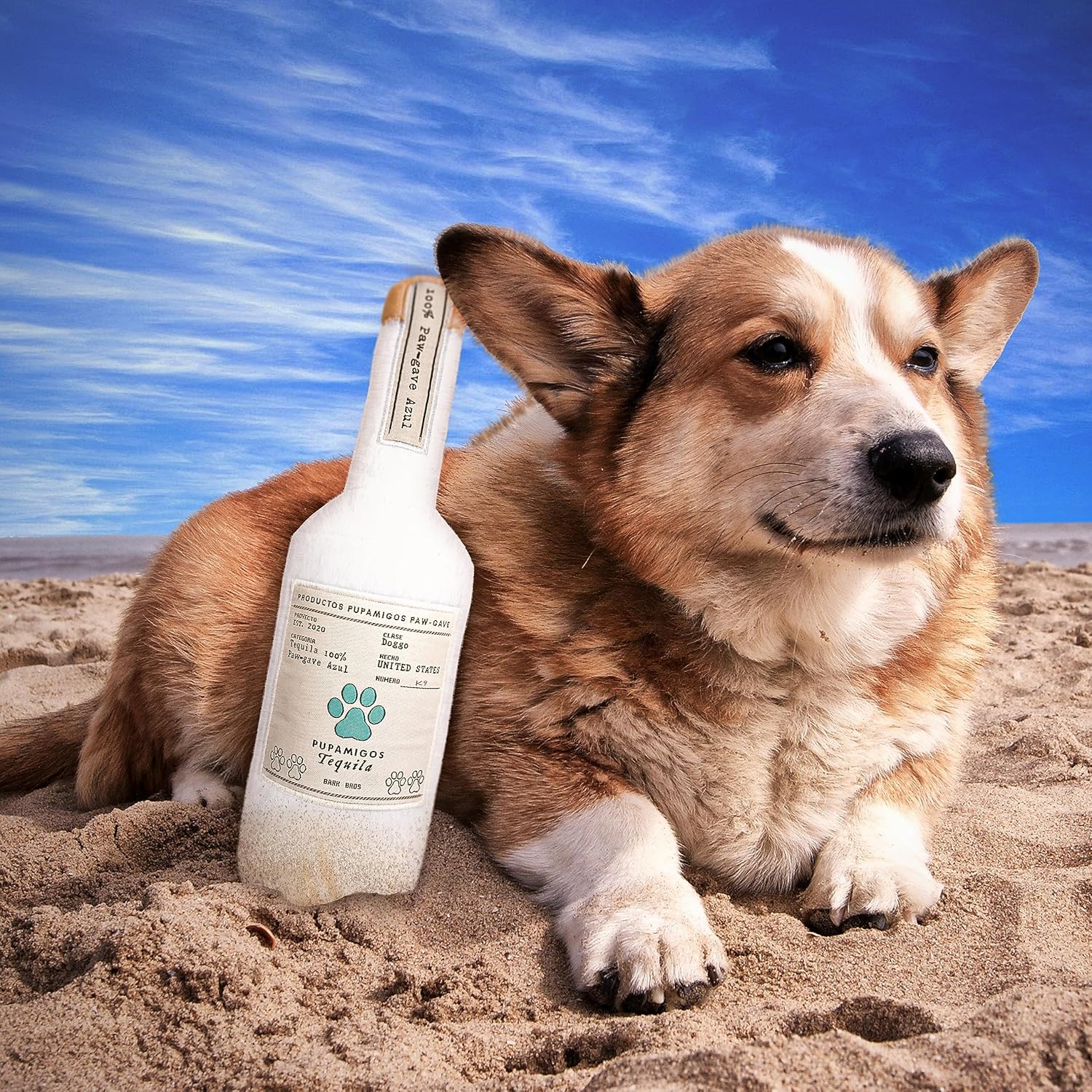 Juguete para perros con botella de licor – Juguetes chirriantes de felpa para perros divertidos parodia de bebida – Juguete de cumpleaños para