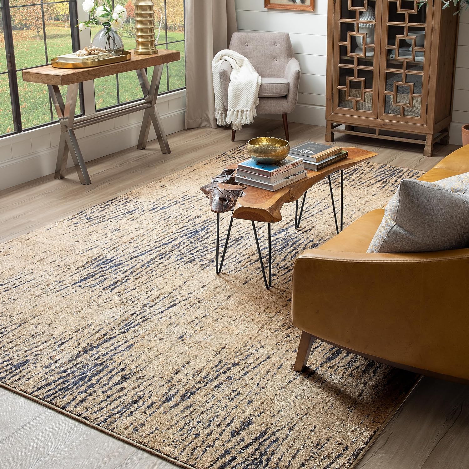 Scott Living by Drew & Jonathan Intrepid – Alfombra abstracta moderna de 5 pies 3 pulgadas x 7 pies 10 pulgadas, perfecta para sala de estar,