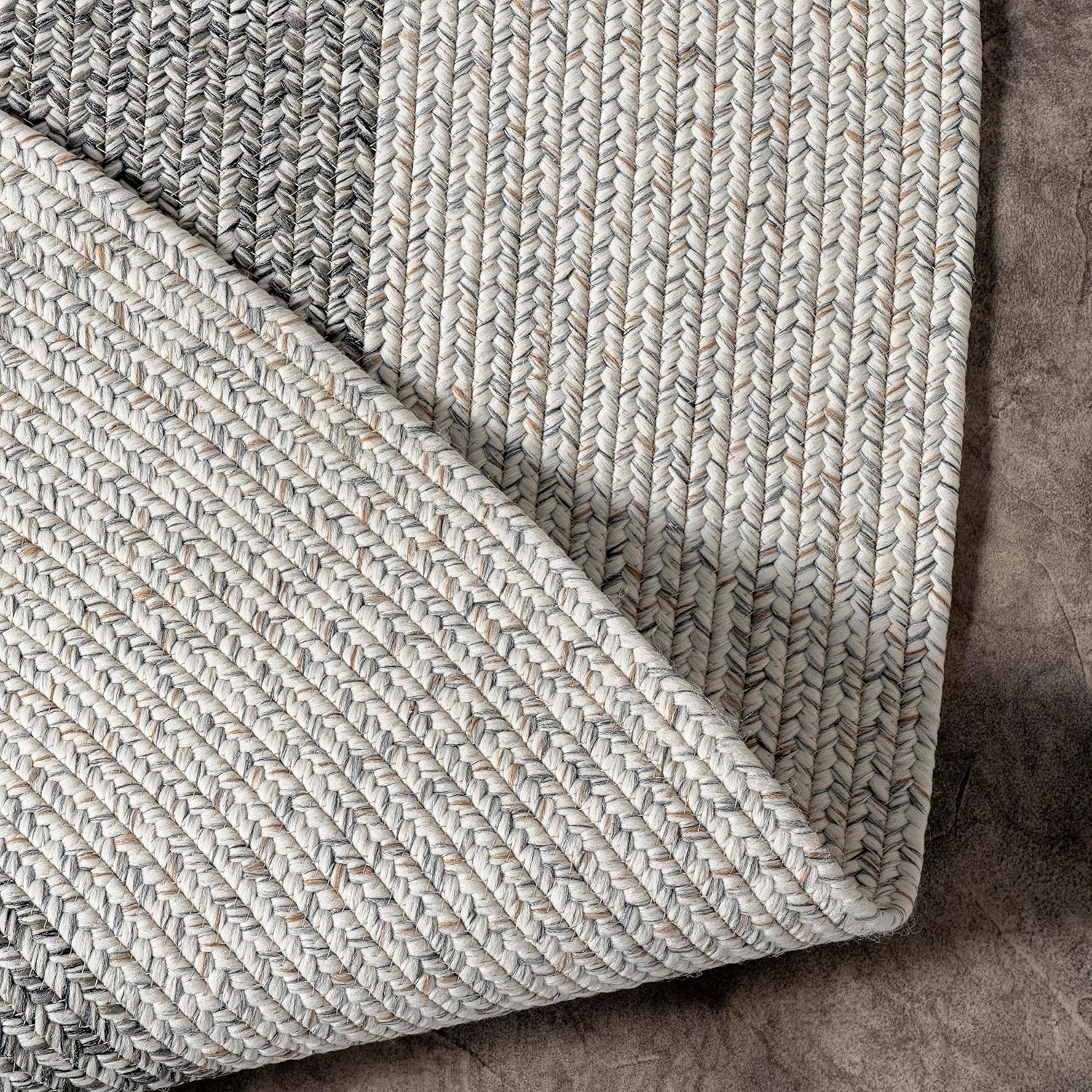 nuLOOM Oralia alfombra trenzada para interiores y exteriores, 5 pies x 8 pies, ovalada, color gris